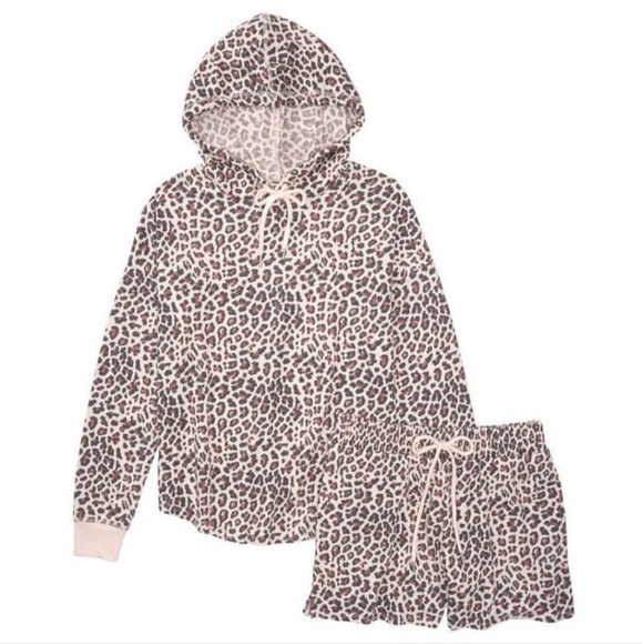 NWOT Victoria's Secret Glow Leopard Thermal Waffle Pajamas/Loungewear Set - Picture 6 of 6